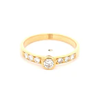Anillo Cintillo Solitario De Oro 18K Con 7 Diamantes Naturales