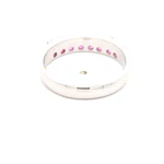 Anillo Doble Cintillo De Oro Blanco 18K Con Diamantes y Rubíes Rosa
