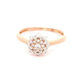 Anillo Flor De Oro Rosado 18K Con 25 Diamantes Naturales