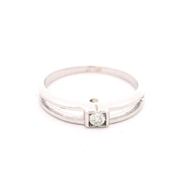 Anillo Solitario Calado De Oro Blanco 18K Con Diamante Natural