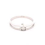 Anillo Solitario Calado De Oro Blanco 18K Con Diamante Natural