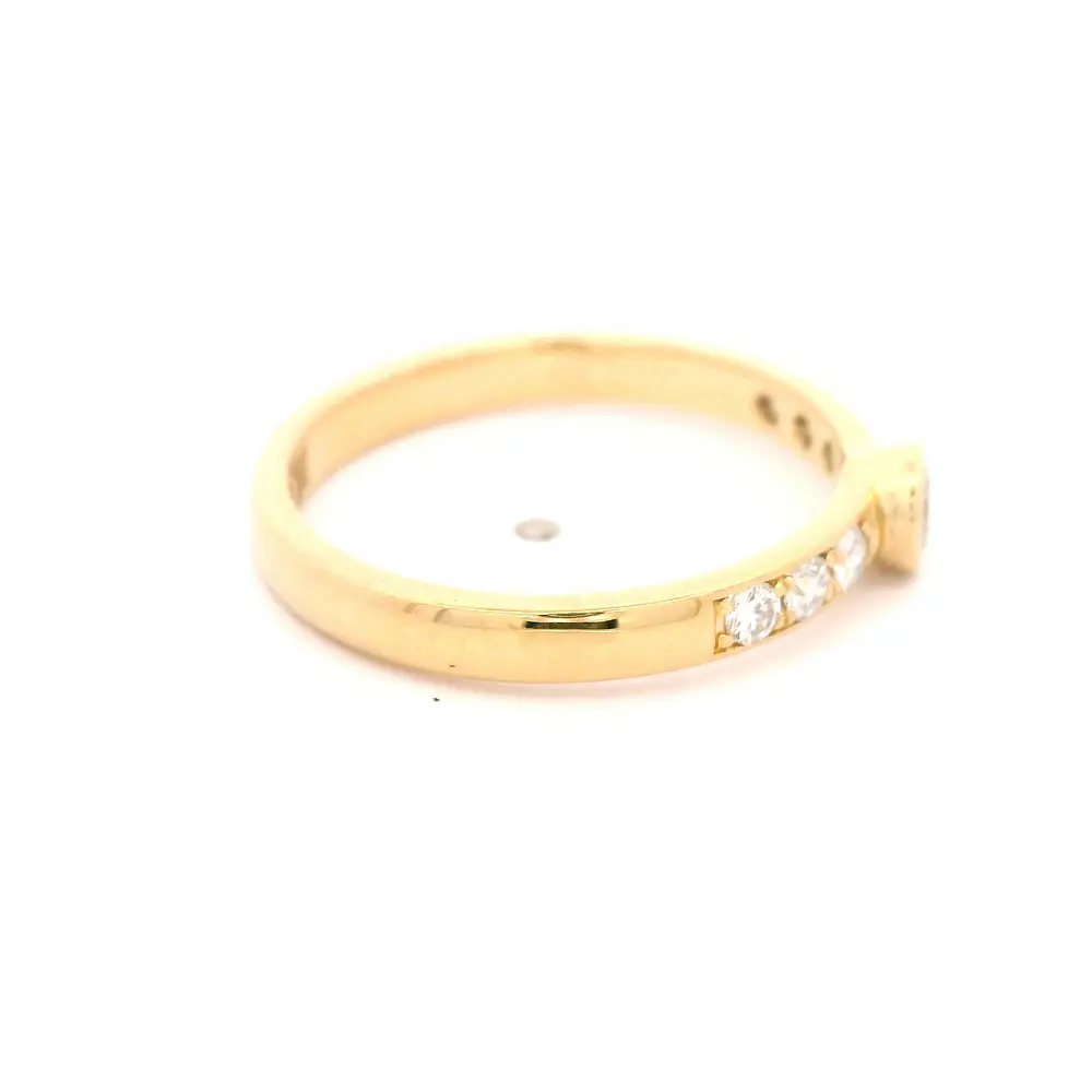Anillo Cintillo Solitario De Oro 18K Con 7 Diamantes Naturales
