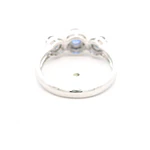 Anillo Triple Halo De Oro Blanco 18K Con Diamantes y Zafiros