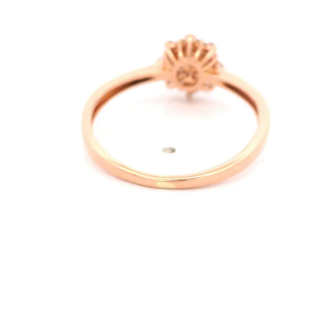Anillo Flor De Oro Rosado 18K Con 25 Diamantes Naturales