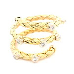 Anillo Espiral Tallado De Dos Oros 18K Con 7 Diamantes Naturales