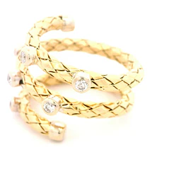 Anillo Espiral Tallado De Dos Oros 18K Con 7 Diamantes Naturales