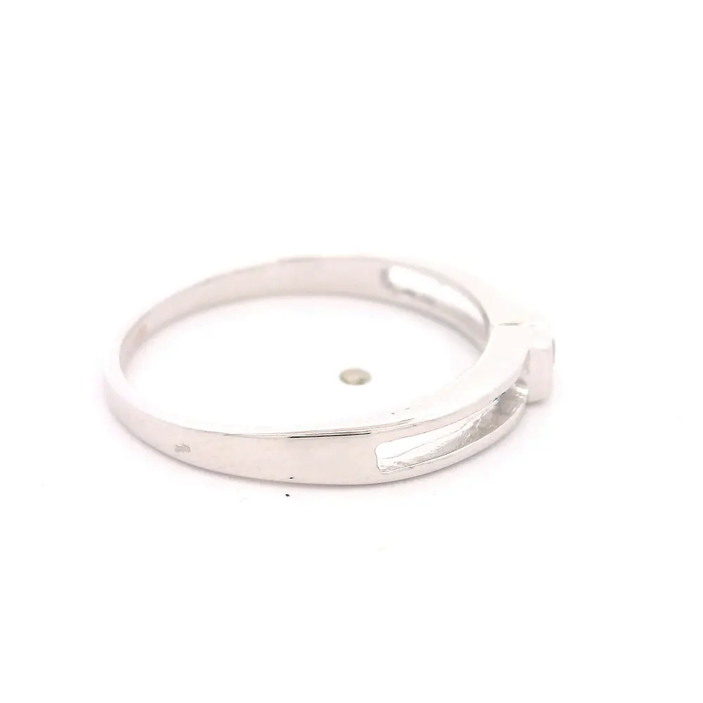 Anillo Solitario Calado De Oro Blanco 18K Con Diamante Natural