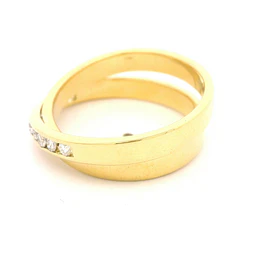Anillo Cintillo Cruzado De Oro 18K Con 10 Diamantes