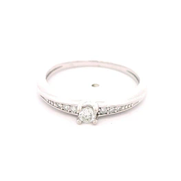Anillo Cintillo Solitario De Oro Blanco 18K Con 7 Diamantes