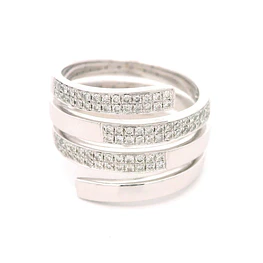 Anillo Espiral De Oro Blanco 18K Con 84 Diamantes Naturales