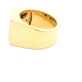 Anillo Sello Cuadrado De Dos Oros 18K Con 9 Diamantes