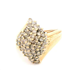 Anillo Racimo De Dos Oros 10K Con 50 Diamantes Naturales