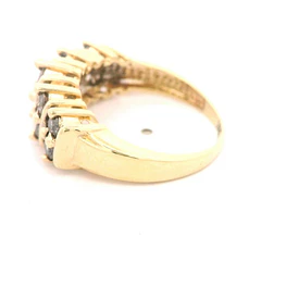 Anillo Doble Cintillo De Oro 10K Con 10 Diamantes Naturales