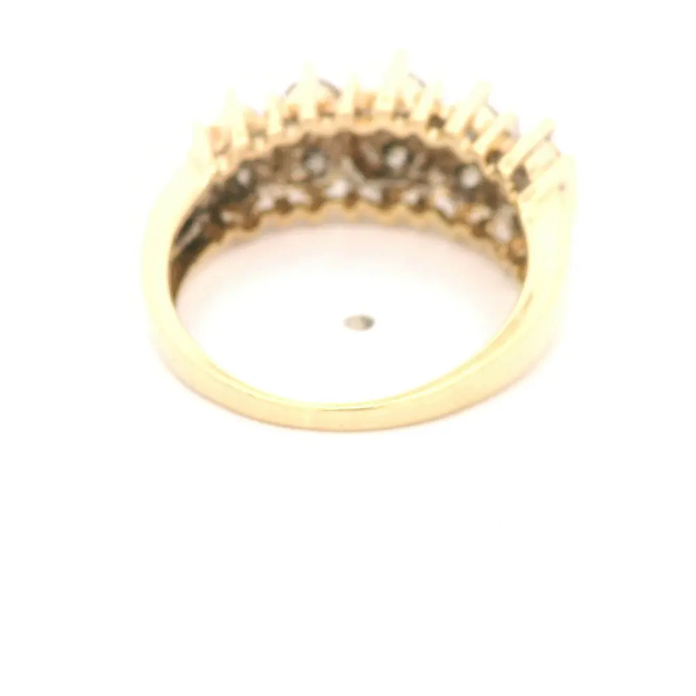 Anillo Doble Cintillo De Oro 10K Con 10 Diamantes Naturales