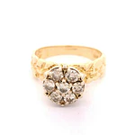 Anillo Flor De Dos Oros 14K Con 7 Diamantes