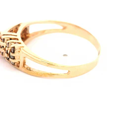 Anillo Diadema De Oro 18K Con Diamantes y Piedra Roja