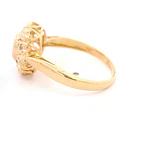 Anillo Ovalado De Oro 18K Con Corazones, Rubí y Diamantes