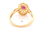 Anillo Ovalado De Oro 18K Con Corazones, Rubí y Diamantes