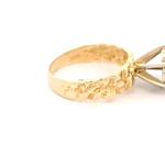 Anillo Flor De Dos Oros 14K Con 7 Diamantes