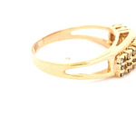 Anillo Diadema De Oro 18K Con Diamantes y Piedra Roja