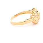 Anillo Ovalado De Oro 18K Con Corazones, Rubí y Diamantes