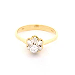 Anillo Solitario De Dos Oros 18K Con Diamante Redondo