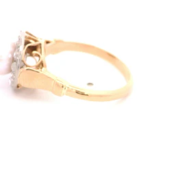 Anillo Halo De Dos Oros 18K Con Perla y Diamantes Naturales