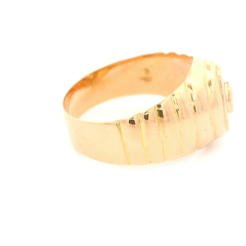 Anillo Sello Ovalado De Oro 18K Con Diamante