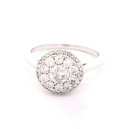 Anillo Halo De Oro Blanco 14K Con 39 Diamantes