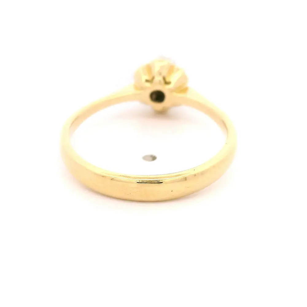 Anillo Solitario De Dos Oros 18K Con Diamante Redondo