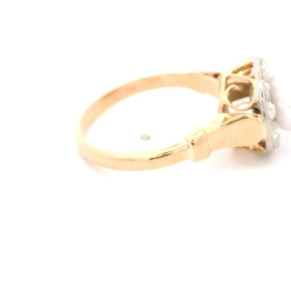 Anillo Halo De Dos Oros 18K Con Perla y Diamantes Naturales