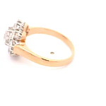 Anillo Flor De Dos Oros 18K Con 9 Diamantes Corte Antiguo