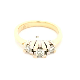 Anillo Tresillo De Dos Oros 14K Con 3 Diamantes