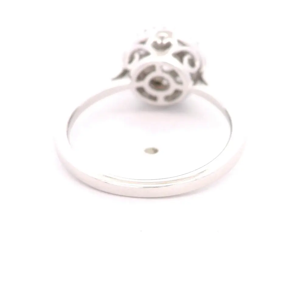 Anillo Halo De Oro Blanco 14K Con 39 Diamantes