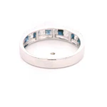 Anillo Cintillo De Oro Blanco 18K Con Diamantes y Piedras Azules