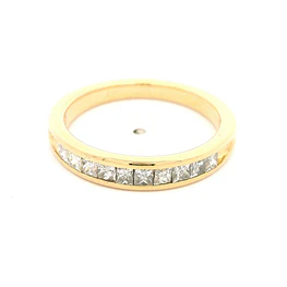 Anillo Cintillo De Oro 18K Con 10 Diamantes Princess