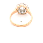 Anillo Flor De Dos Oros 18K Con 9 Diamantes Corte Antiguo