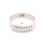 Anillo Doble Cintillo De Oro Blanco 18K Con 16 Diamantes Princess