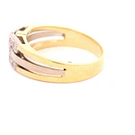 Anillo Semibombé Calado De Dos Oros 18K Con 12 Diamantes Naturales