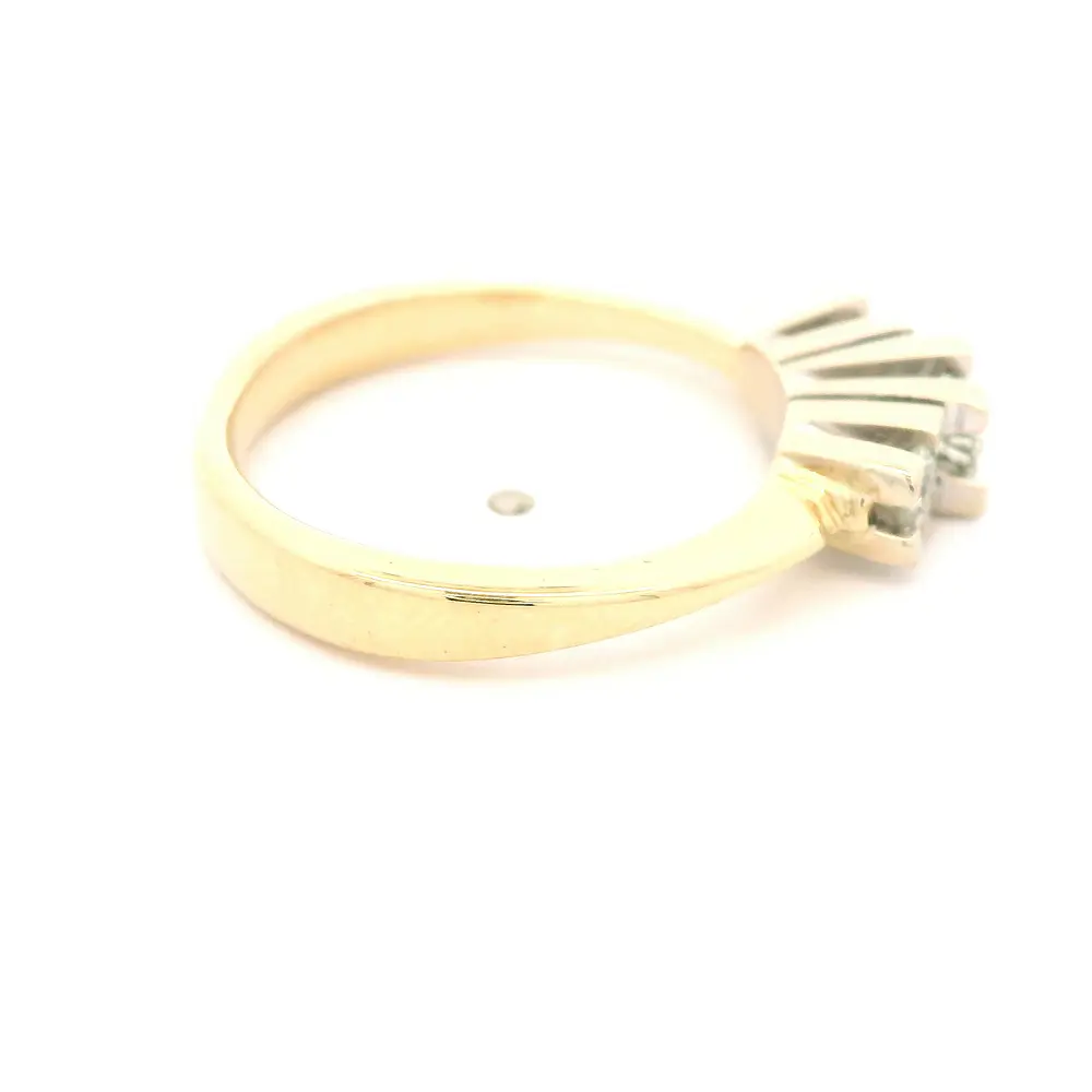 Anillo Tresillo De Dos Oros 14K Con 3 Diamantes