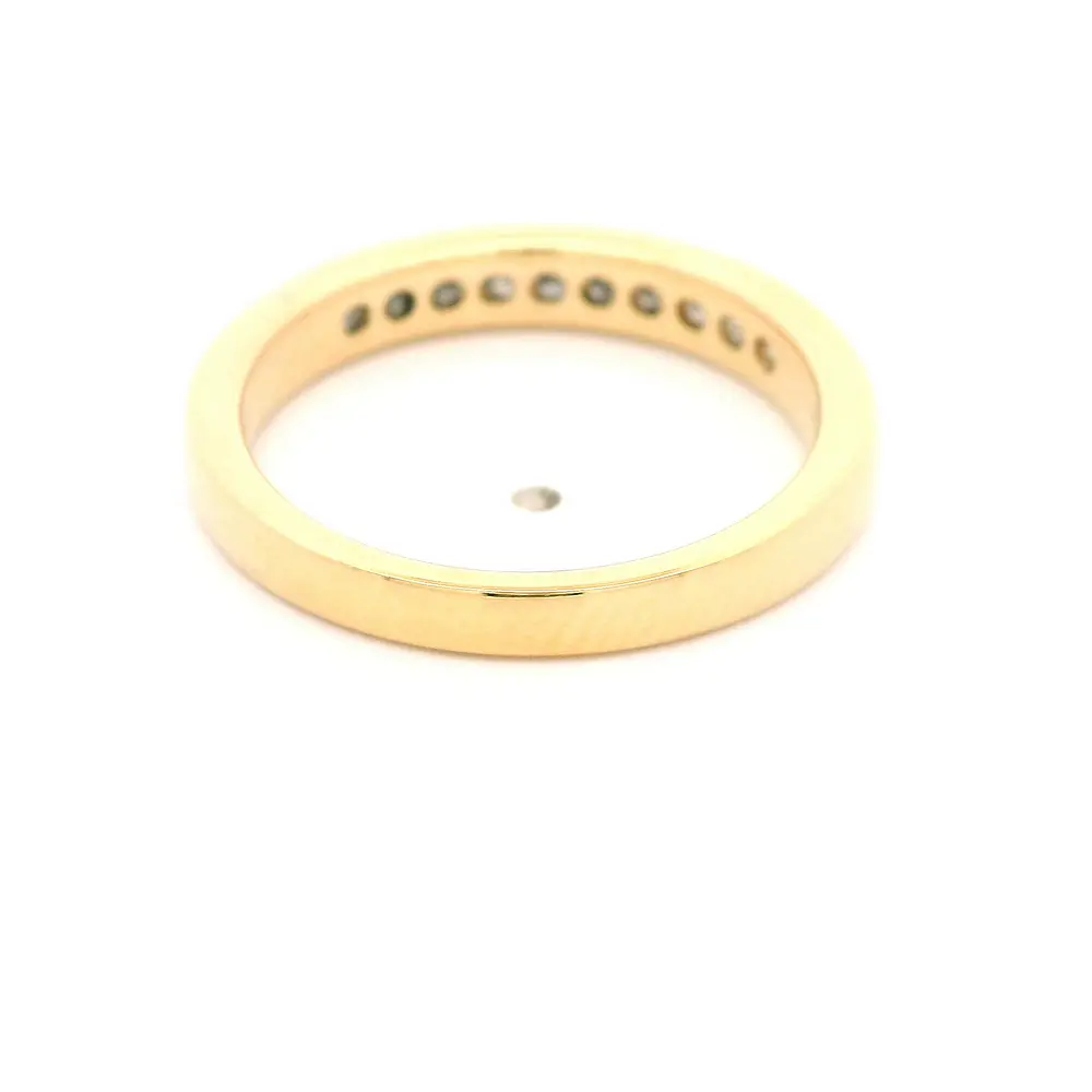 Anillo Cintillo De Oro 18K Con 10 Diamantes Princess
