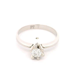 Anillo Solitario Flor De Platino Con Diamante Natural