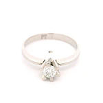 Anillo Solitario Flor De Platino Con Diamante Natural