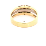 Anillo Semibombé Calado De Dos Oros 18K Con 12 Diamantes Naturales