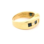 Anillo Semibombé De Oro 18K Con Diamantes y Piedras Azules