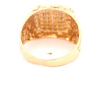 Anillo Sello Tallado De Oro 14K Con 42 Diamantes