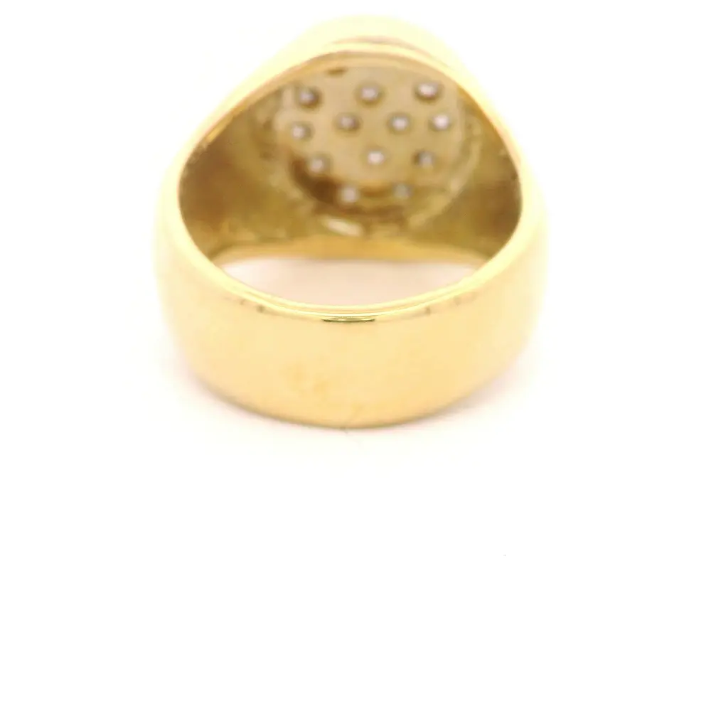 Anillo Sello De Oro 18K Con 14 Diamantes