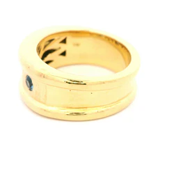 Anillo Tresillo De Oro 18K Con Moissanita y Piedras Azules