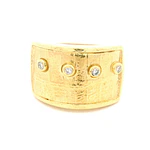 Anillo Sello Rectangular De Oro 18K Con 4 Diamantes