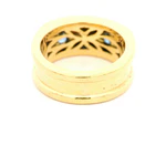 Anillo Tresillo De Oro 18K Con Moissanita y Piedras Azules